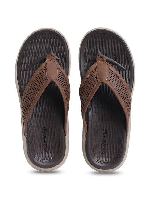 mozafia men's tan flip flops