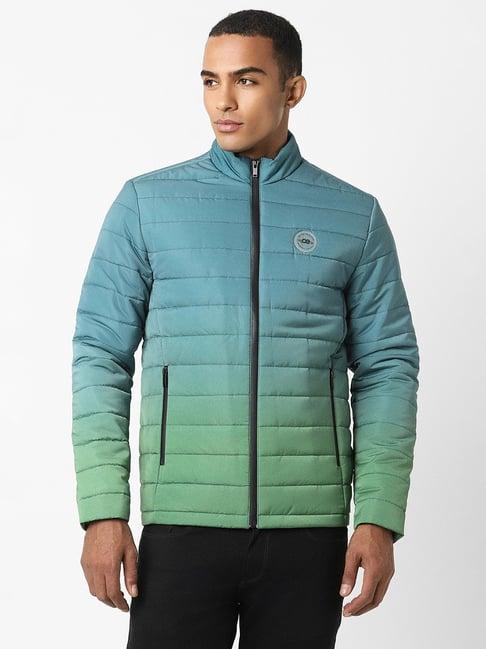 peter england sea blue regular fit quilted quilted jacket