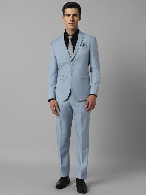 louis philippe light blue slim fit texture two piece suit