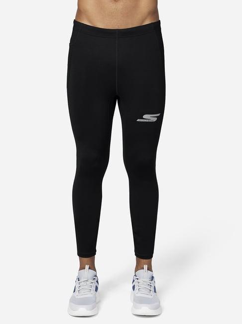 skechers black regular fit sports tights