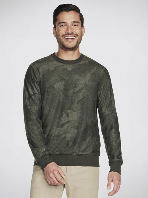 skechers green regular fit camouflage t-shirt