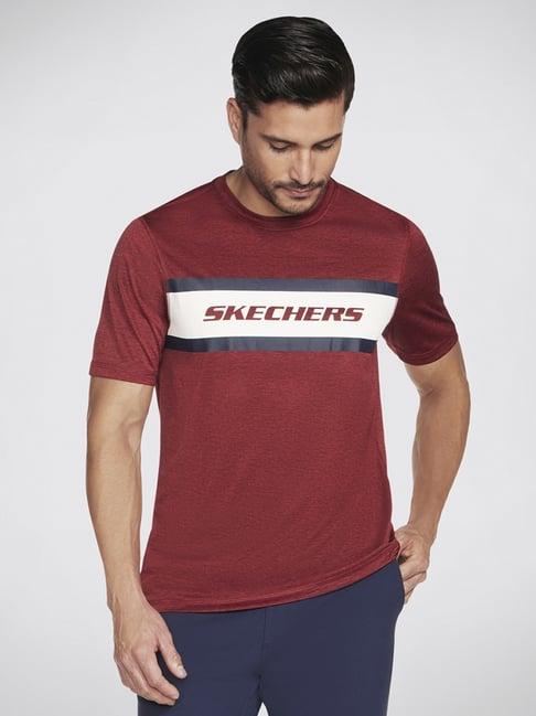 skechers red regular fit printed t-shirt