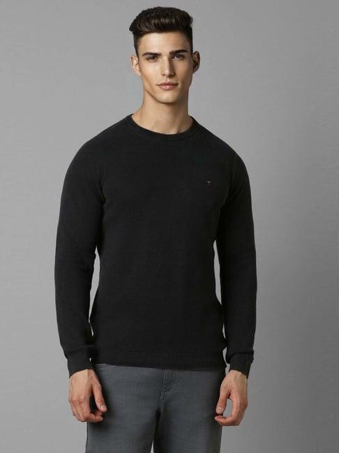 louis philippe dark green cotton regular fit sweater