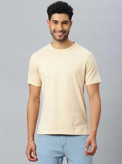 don vino beige regular fit crew t-shirt