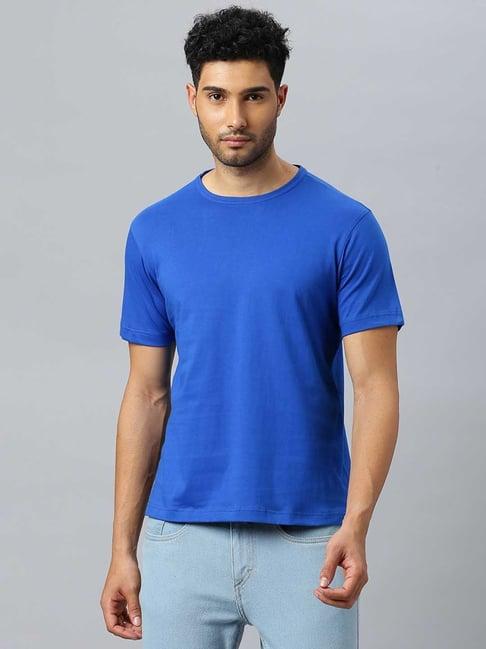 don vino royal blue regular fit crew t-shirt