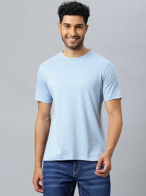 don vino light blue regular fit crew t-shirt