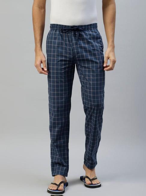 don vino blue regular fit check lounge pants