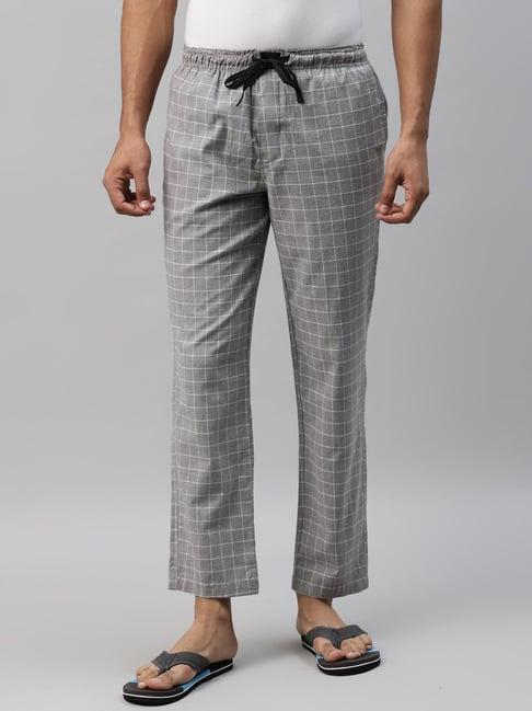 don vino grey regular fit check lounge pants