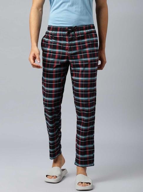 don vino black relaxed fit check lounge pants