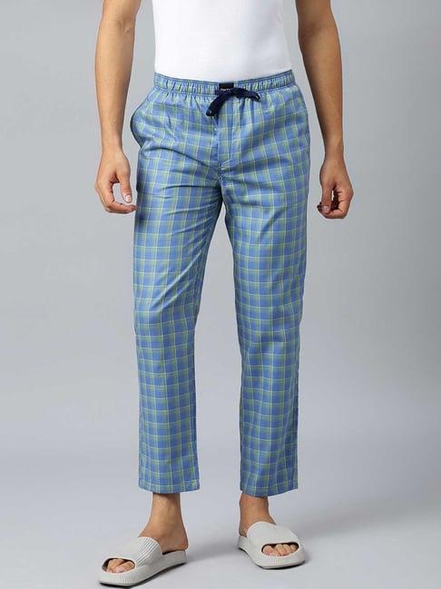 don vino blue relaxed fit check lounge pants