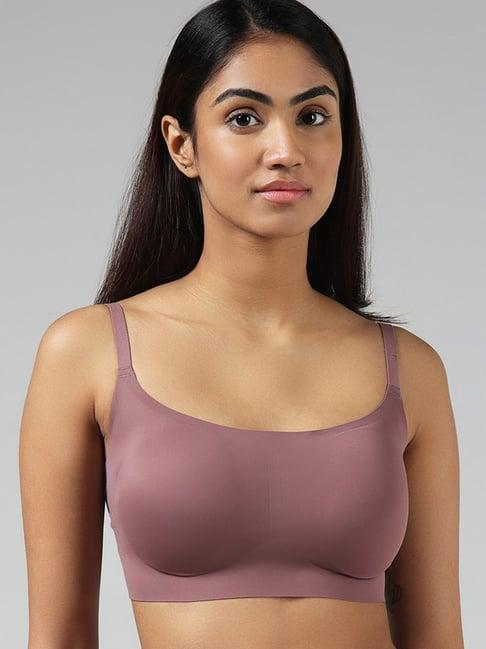 wunderlove by westside solid nude pink scoop neck bra