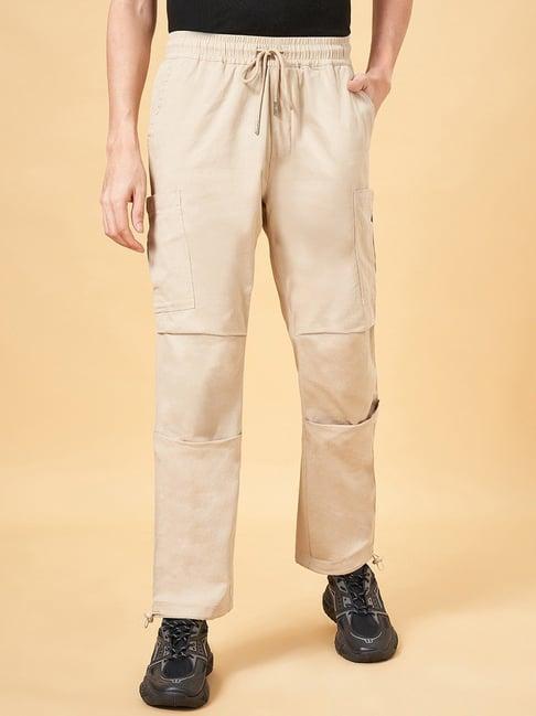 yu by pantaloons khaki cotton regular fit cargos