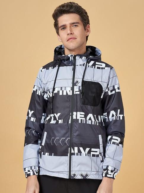 street 808 by pantaloons multicolored cotton regular fit printed hooded jacket