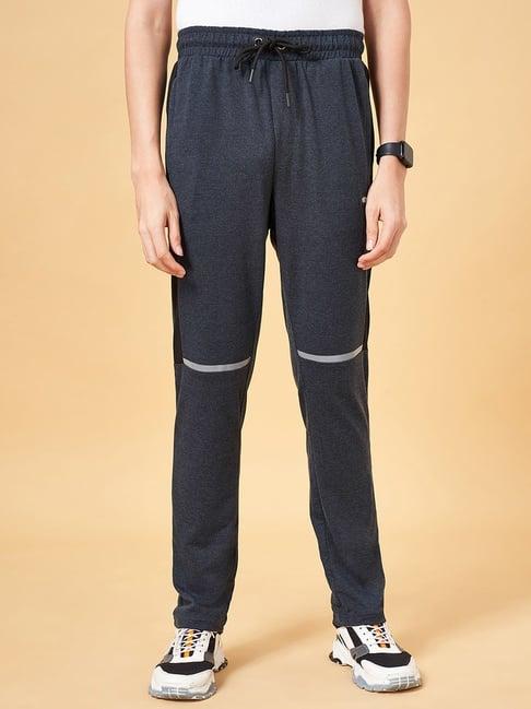 ajile by pantaloons navy melange cotton slim fit sports trackpants