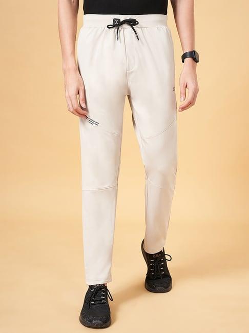 ajile by pantaloons beige cotton slim fit sports trackpants