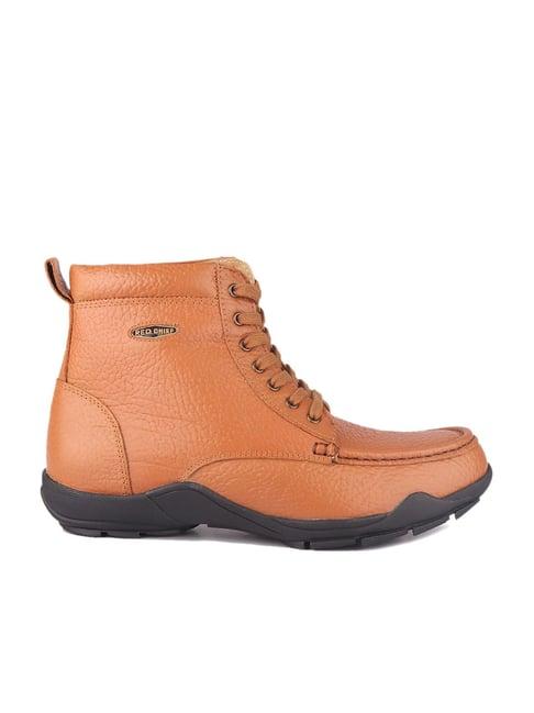 red chief men's tan derby boots