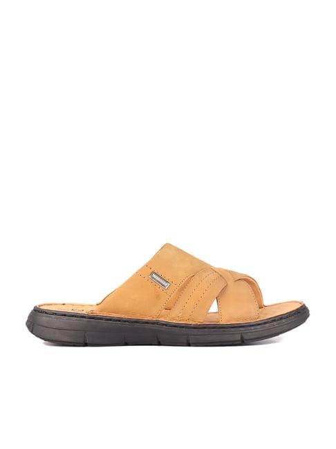 red chief men's rust brown cross strap sandals