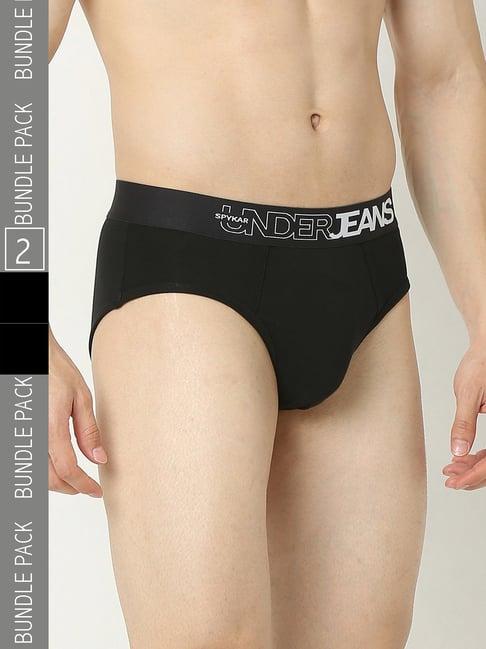 underjeans by spykar premium black briefs - pack of 2