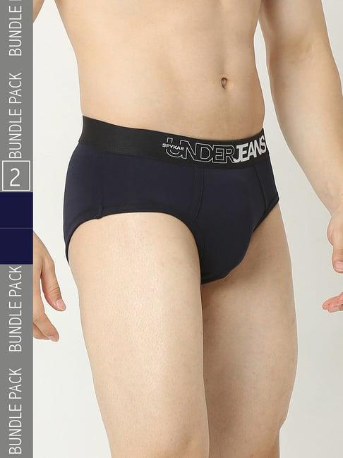 underjeans by spykar premium navy briefs - pack of 2