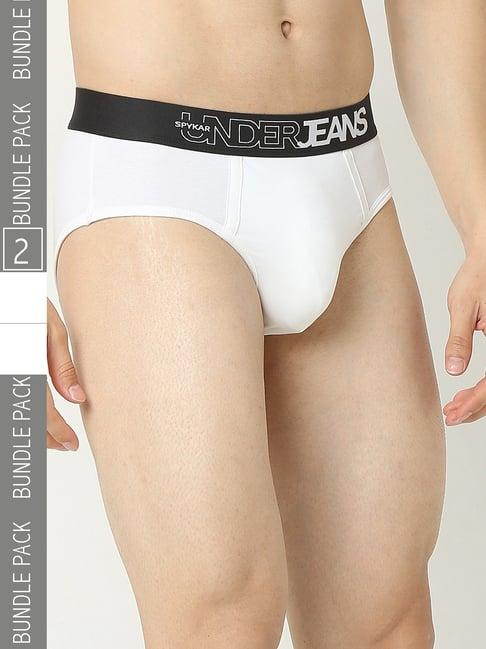 underjeans by spykar premium white briefs - pack of 2