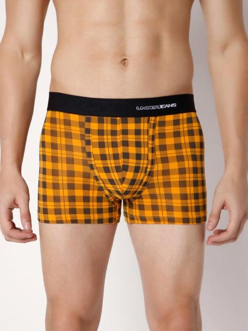 underjeans by spykar orange check trunks