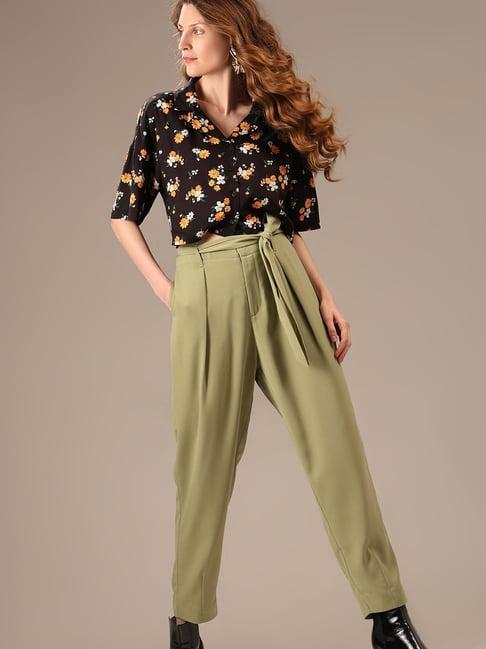 vero moda sage green relaxed fit high rise pants