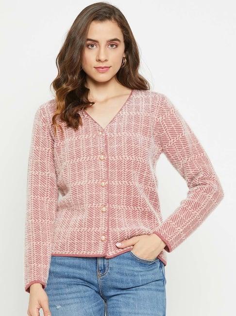 madame onion pink chequered cardigan