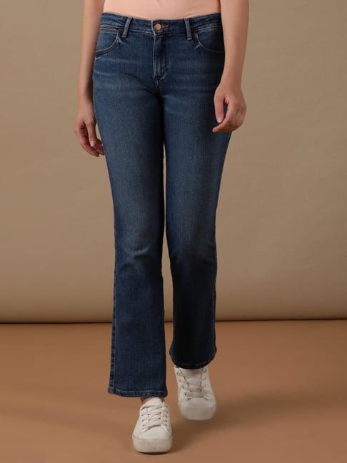 wrangler blue relaxed fit mid rise jeans