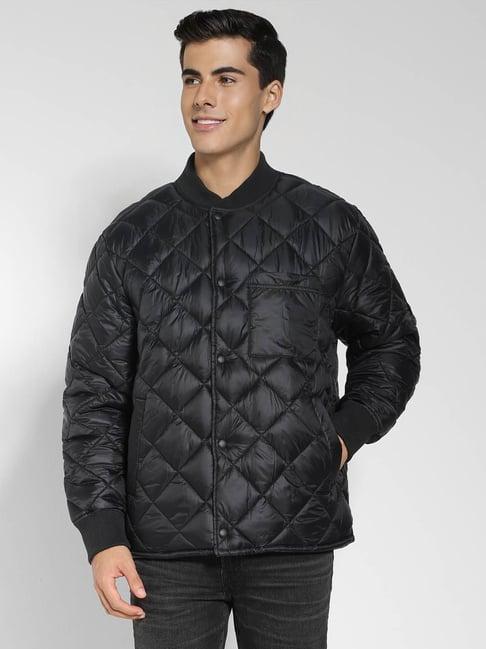 american eagle outfitters black regular fit quilted jacket