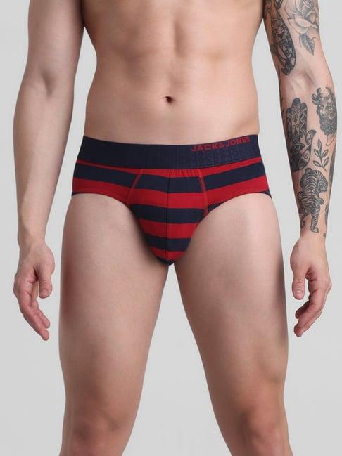 jack & jones navy & red striped briefs