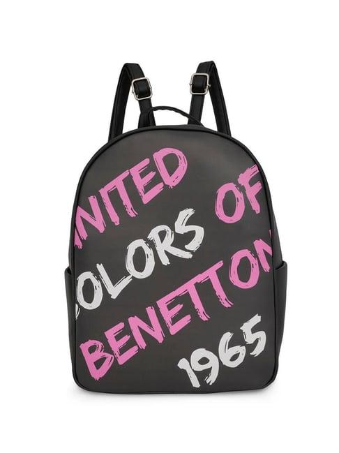 united colors of benetton maren black pu solid backpack