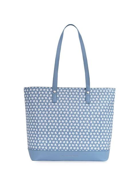 united colors of benetton genesis blue pu printed tote handbag