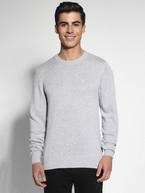 american eagle grey regular fit self pattern sweater