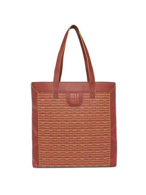 eume dragonfly hot sauce red leather printed tote handbag with pouch