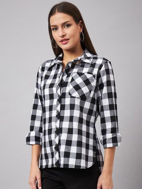 style quotient black & white checks shirt