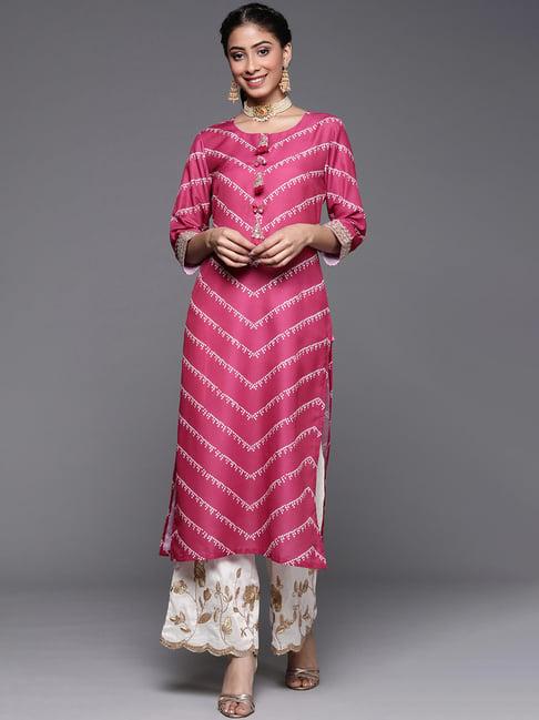 varanga pink printed straight kurta