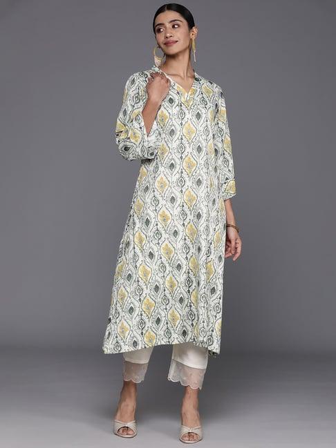 varanga grey printed straight kurta