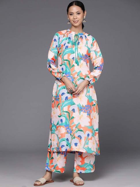 varanga multicolored cotton printed kurta palazzo set