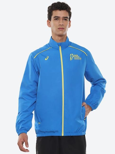 asics electric blue  regular fit printed sports jacket