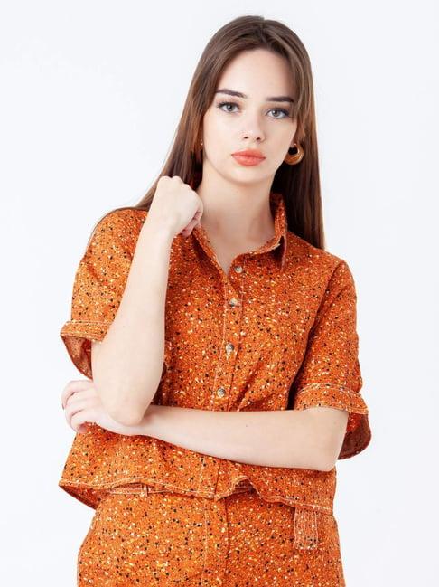 zink london brown printed shirt