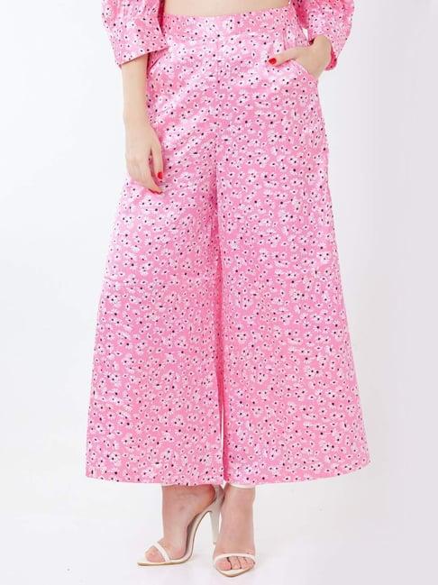 zink london pink printed flared pants