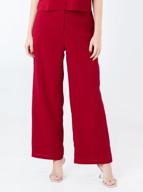 zink london red high rise flared pants