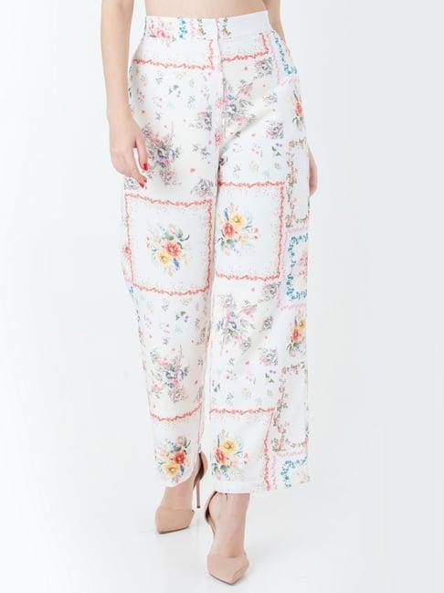 zink london white printed flared pants