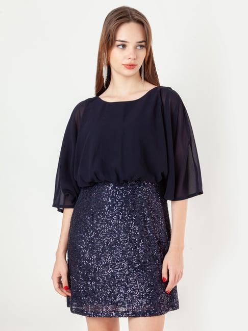 zink london navy embellished shift dress