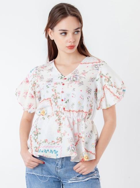 zink london white printed top