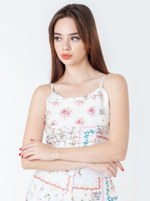 zink london white printed crop top