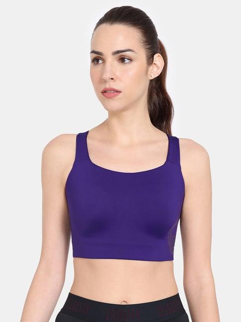 zelocity by zivame purple quick dry sports bra