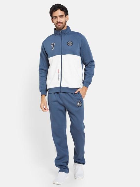 octave blue regular fit colour block tracksuit