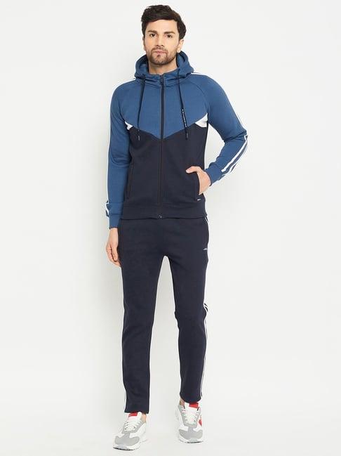 okane navy regular fit colour block tracksuit