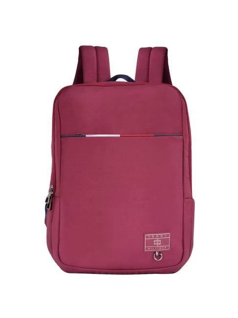 tommy hilfiger prius burgundy polyester solid laptop backpack - 22 ltrs